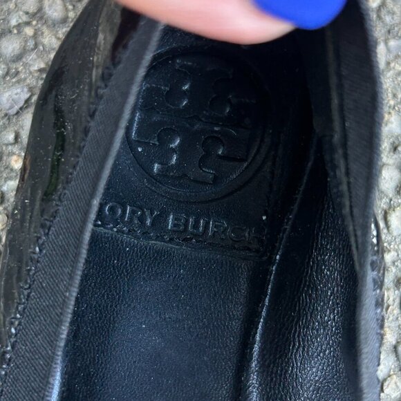 Tory Burch Minnie Black Patent Leather Travel Ballet Flat Size 8 - Picture 4 of 7